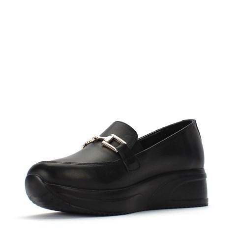 Siyah Dolgu Topuklu Kadın Deri Ayakkabı 376 20418-1