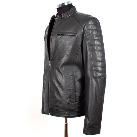 Men Leather Coat Black 557 532 E-1