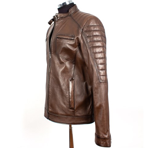 Men Leather Coat Nut 557 532 E-16960