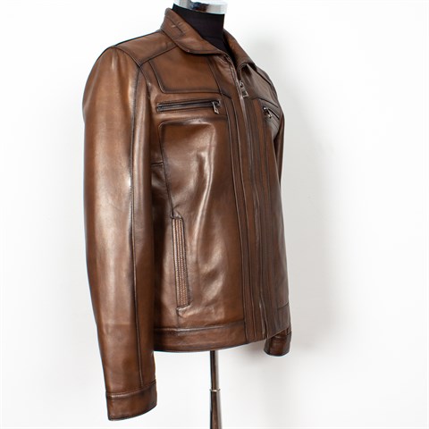 Men Leather Coat Nut 557 533 E-16960