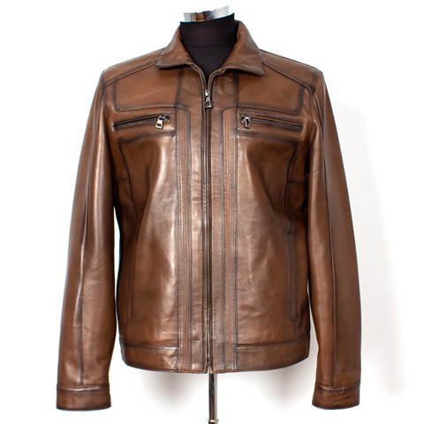 Men Leather Coat Nut 557 533 E-16960