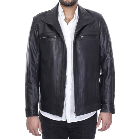 Men Leather Coat Black 557 533 E-1